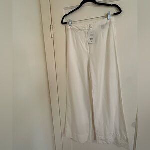 H&M Cream Linen Wide-Leg Pants